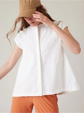 ATHLETA Performance Poplin Popover Top White Large